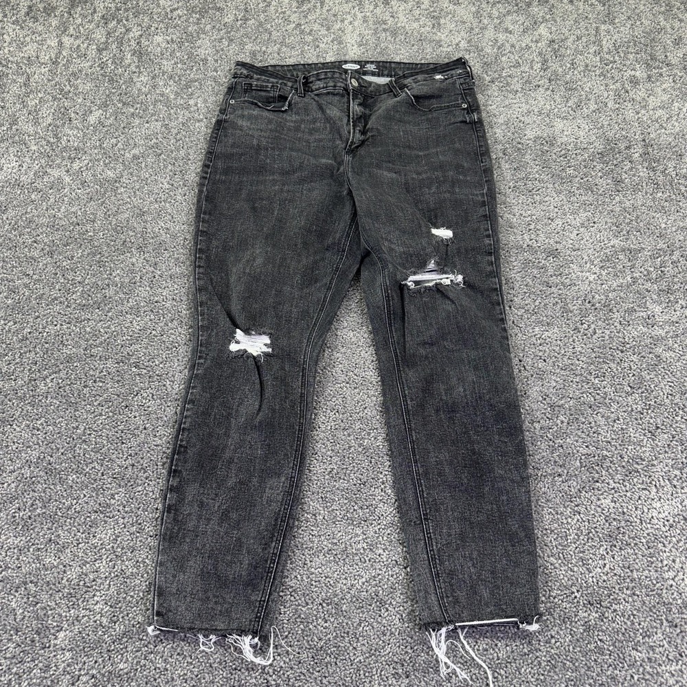Old Navy Jeans Womens 16 Gray High Rise Rockstar Super Skinny Distressed Denim